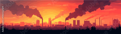 Flat illustration on the topic of air pollution. Environmental pollution.