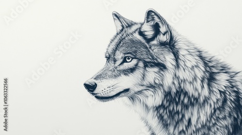 Wolf Portrait in Pen and Ink