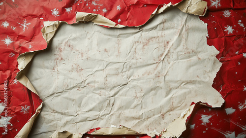 
Torn christmas wrapping paper with copy space.
