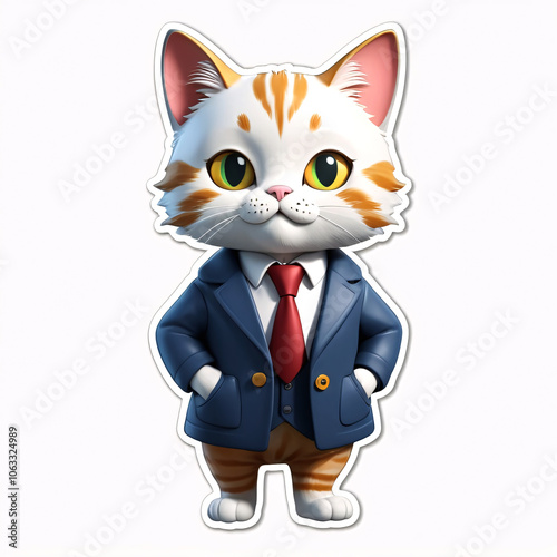 Classy Cat in a Tie Sticker