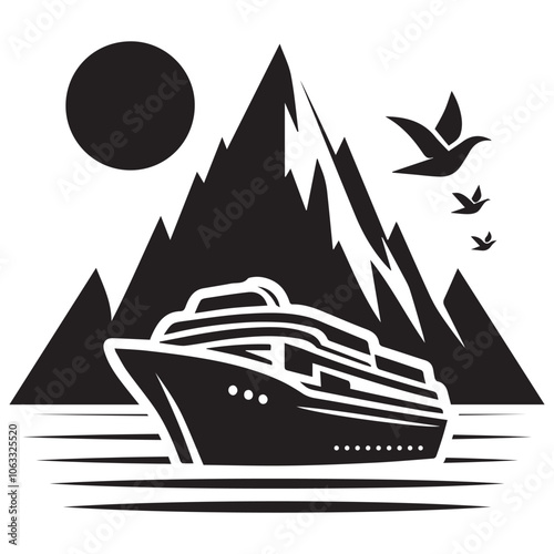 Cruise Ship Icon vector  Silhouette Illustration