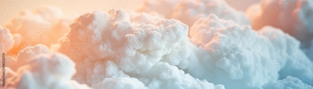 Soft, White Clouds with Blurry Background and Warm Hues Soft, White Clouds with Blurry Background and Warm Hues