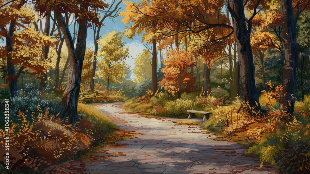 Obraz premium Autumn garden walkway idea