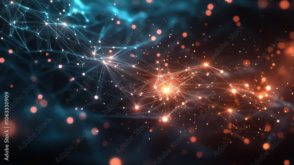 Fototapeta premium sparkle of data and connections. exploring the geometry of networks. the structure of virtual systems.