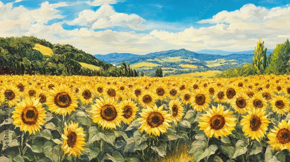 Obraz premium Sunflowers Field - Vibrant Yellow Blooms