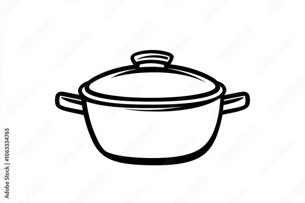 Minimalist outline of a saucepan with a lid slightly ajar, capturing the idea of simmering with clean lines Minimalist outline of a saucepan with a lid slightly ajar, capturing the idea of simmering with clean lines