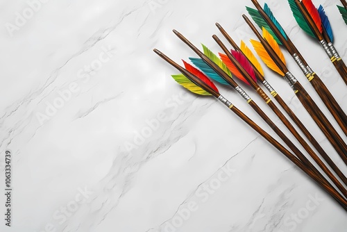 Outdoor archery target with arrows, perfect backdrop for competitive sports designs