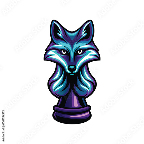 A stylized fox head rendered in a gradient of vibrant neon blue and purple, showcasing a digital and abstract aesthetic.