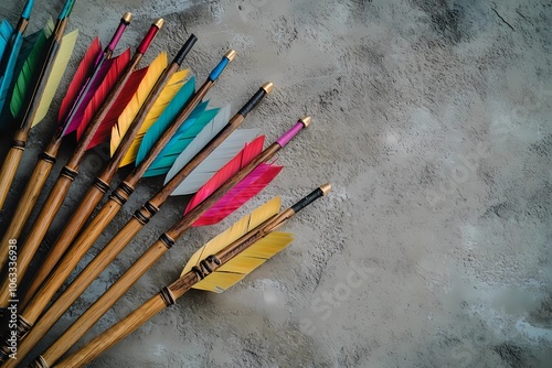 Outdoor archery target with arrows, perfect backdrop for competitive sports designs