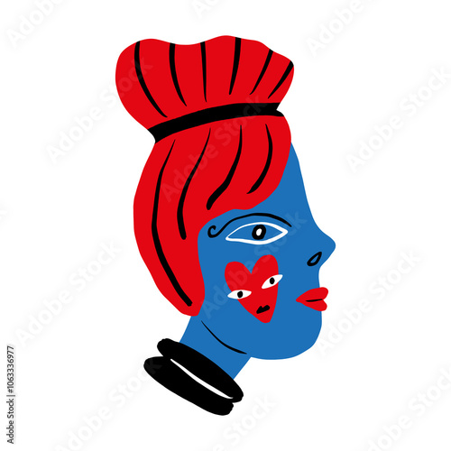Redhead podium fashion girl beauty makeup fast sketch portrait abstraction, vector illustration clip-art abstract woman line ink brush face art print for t shirt and more
