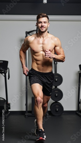 An athletic individual engages in a high-intensity fitness routine at the gym or outdoors emphasizing muscular physiques and dedication to an active healthy lifestyle