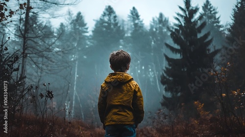 A Child s Foray into the Mysterious Forest   Curiosity and Doubt at the Edge of Adventure photo