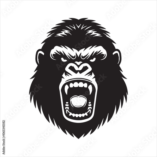 Gorilla Face Silhouette Vector illustration - Gorilla Head Logo Concept
