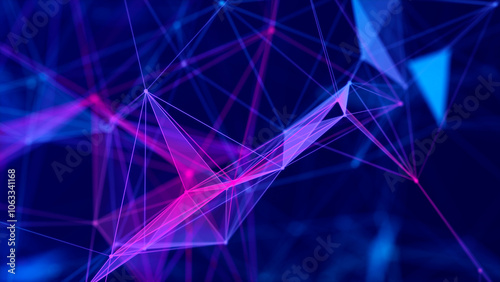 Technology background. Abstract digital combination dots and lines. Network connection structure. 3d Widescreen