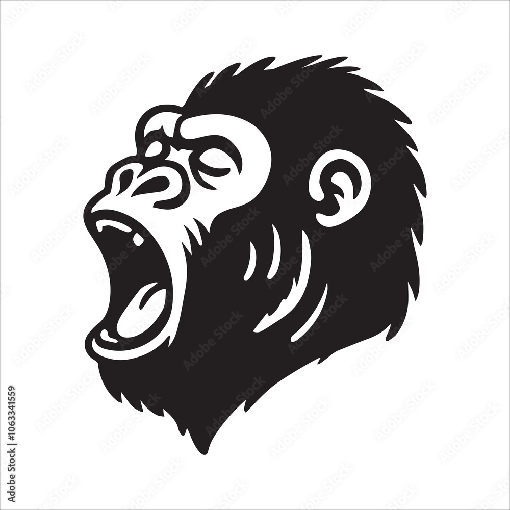 Fototapeta premium Gorilla Face Silhouette Vector illustration - Gorilla Head Logo Concept