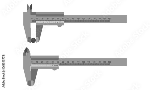 Steel caliper measuring tool. Vector illustration