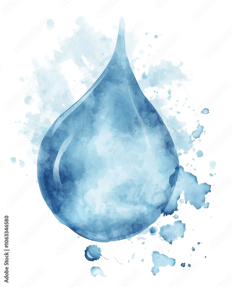 Obraz premium drop of water watercolor isolated on transparent background cutout