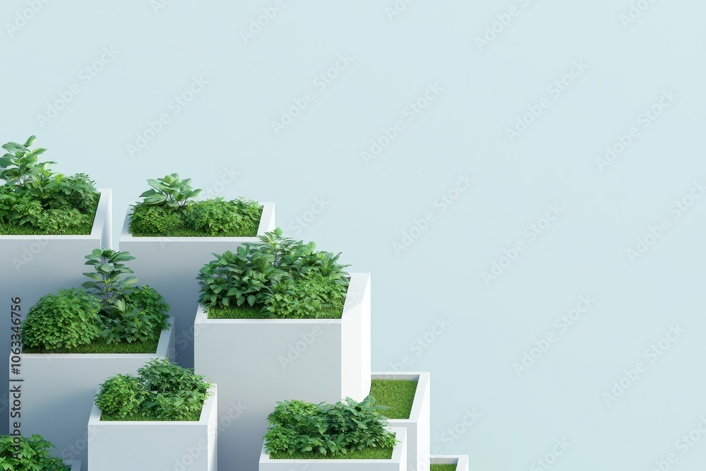Fototapeta premium Explore sustainable urban gardening solutions with eco-friendly plant arrangements for a greener future