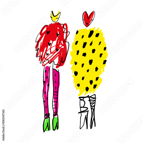 Podium modern abstract women people ink brush color fashion week design clothing sketch. Fashionable models hand drawn illustration, stylized inky brush silhouette isolated on white background clipart