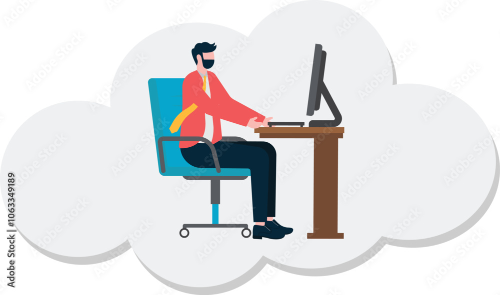 businessman works on the computer on cloud
businessman works on the computer on cloud