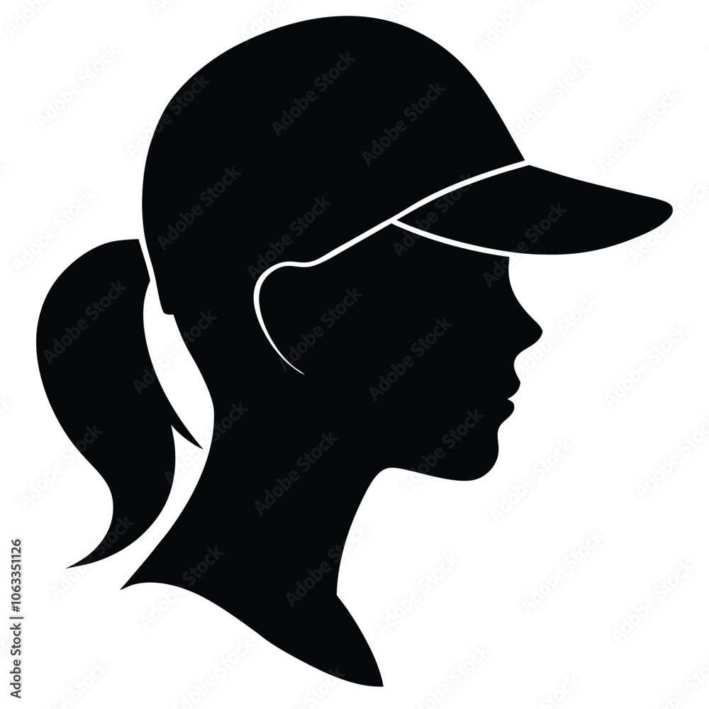 a black silhouette of a woman's head and neck. The woman appears to be in profile, (8) a black silhouette of a woman's head and neck. The woman appears to be in profile, (8)