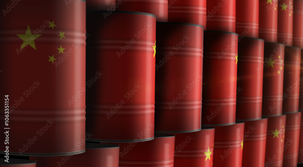 China oil crude petroleum fuel barrels in row China oil crude petroleum fuel barrels in row
