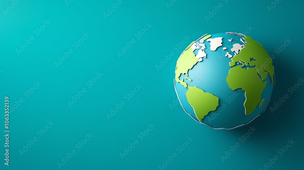 A vibrant globe positioned against a turquoise background, representing global connectivity and environmental awareness. A vibrant globe positioned against a turquoise background, representing global connectivity and environmental awareness.