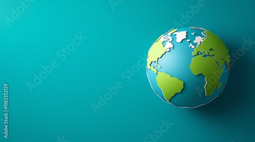 A vibrant globe positioned against a turquoise background, representing global connectivity and environmental awareness.