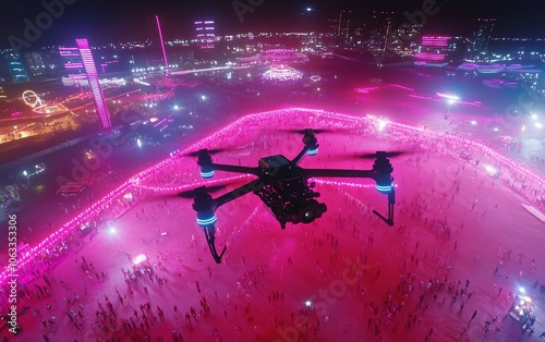 Vivid drone capturing a vibrant festival scene photo