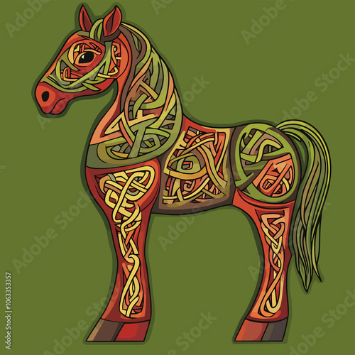 Cute Celtic Horse Symbol with Detailed Interwoven Design