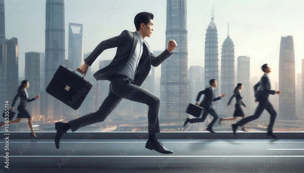 Fototapeta premium Businessman running to a meeting