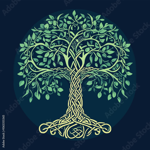 abstract tree with roots and leaves