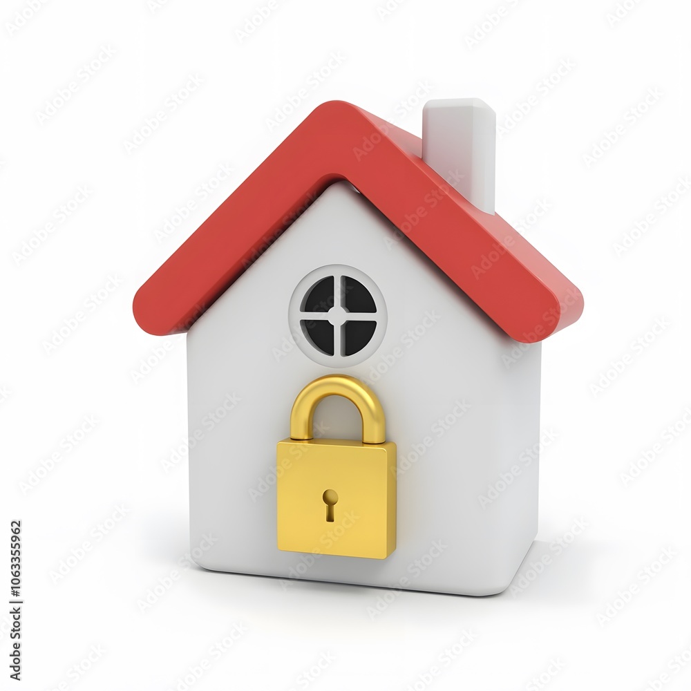 House Security Icon with Padlock Isolated on White Background House Security Icon with Padlock Isolated on White Background
