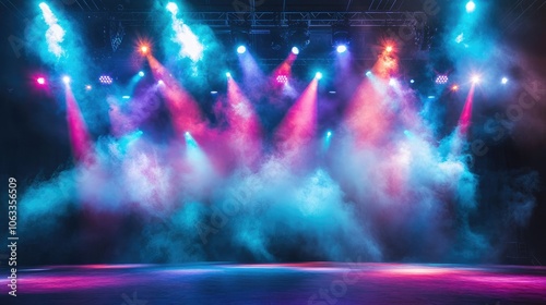 Colorful Stage Lights with Smoke Effect