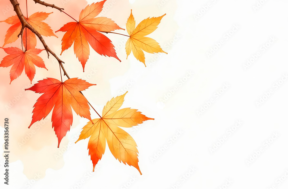 Watercolor autumn leaves banner. Yellow leaves with an empty space for text. Autumn postcard with watercolor spots. Watercolor autumn leaves banner. Yellow leaves with an empty space for text. Autumn postcard with watercolor spots.