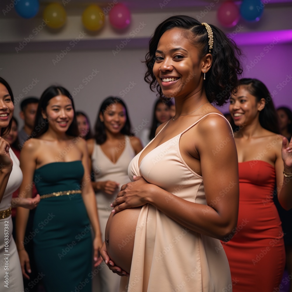 Obraz premium African American pregnant woman at celebration gathering