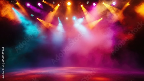 Colorful Stage Lights with Smoke Effects