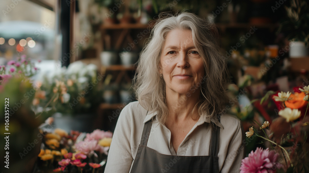 Confident woman in her flower shop. Confident woman in her flower shop.