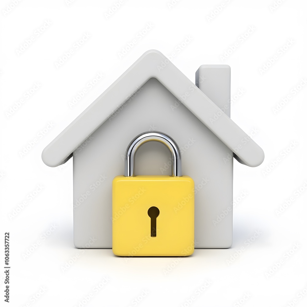 House Security Icon with Padlock Isolated on White Background House Security Icon with Padlock Isolated on White Background