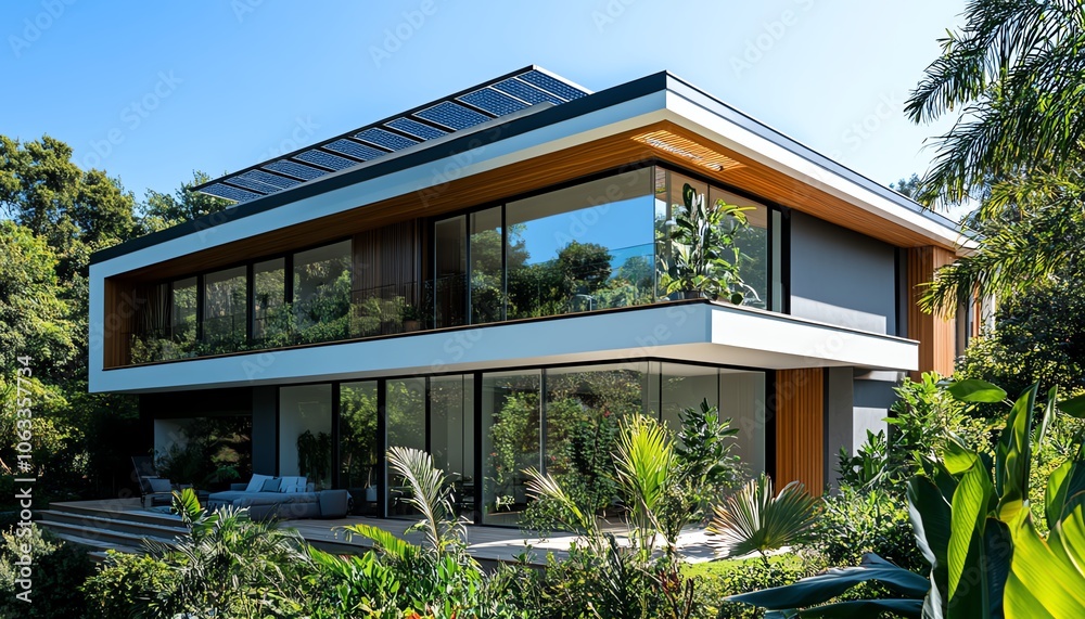 Closeup of an ecofriendly solar panel being fitted to a modern home by a professional engineer Closeup of an ecofriendly solar panel being fitted to a modern home by a professional engineer