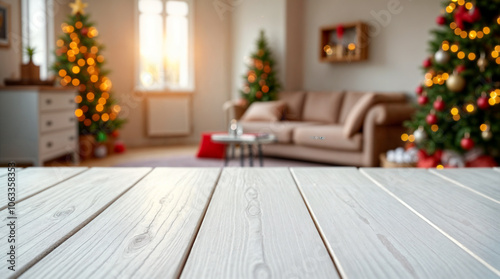 Rustic wooden background with a warm, festive glow and soft bokeh lights, creating a cozy holiday atmosphere. Ideal for seasonal displays, decorations, or as a backdrop for Christmas presentations