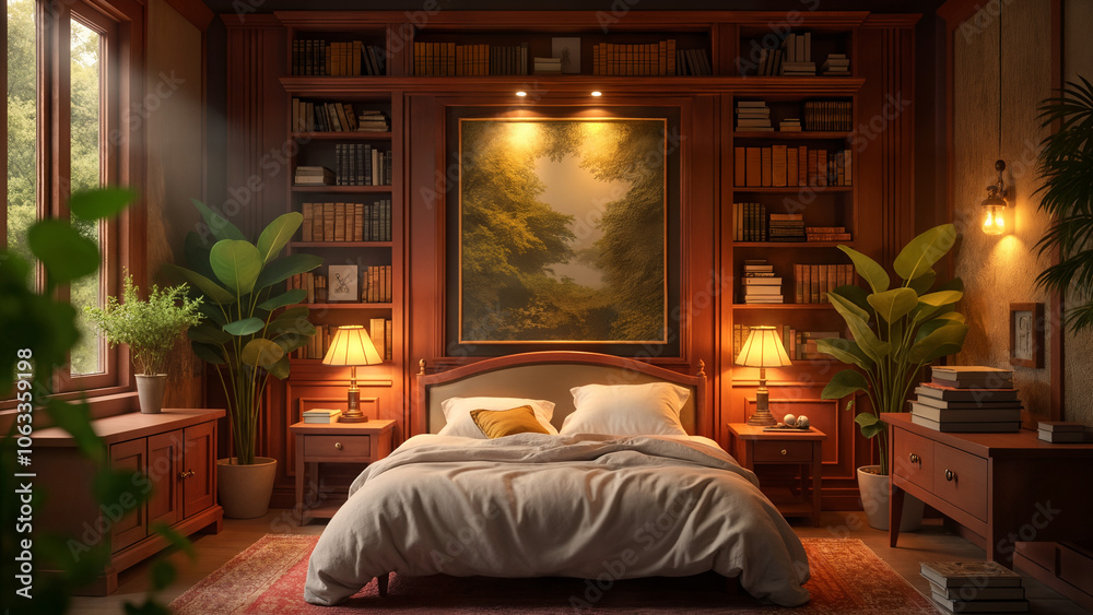 An Inspiring and Cozy Bedroom Filled with Books and Aesthetic Decor for Comfortable Reading Moments An Inspiring and Cozy Bedroom Filled with Books and Aesthetic Decor for Comfortable Reading Moments