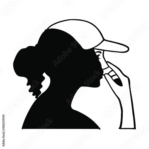 a woman are very tension mode and holding hand her nose vector silhouette