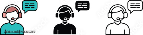 Customer Service Representative Icons with Speech Bubbles