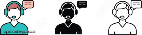 Customer Service Icons Filled, Outline, and Monochrome