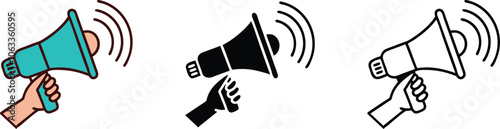 Hand Holding Megaphone With Sound Waves