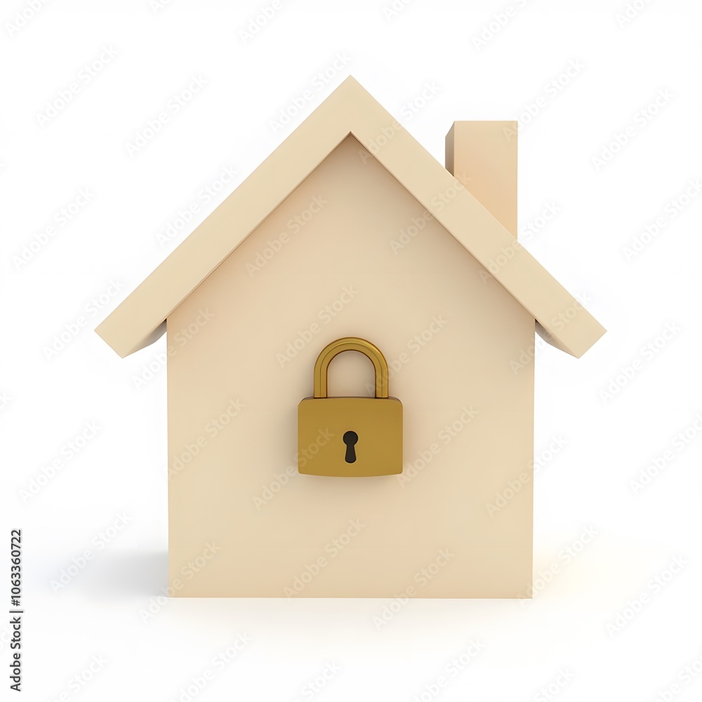 House Security Icon with Padlock Isolated on White Background House Security Icon with Padlock Isolated on White Background