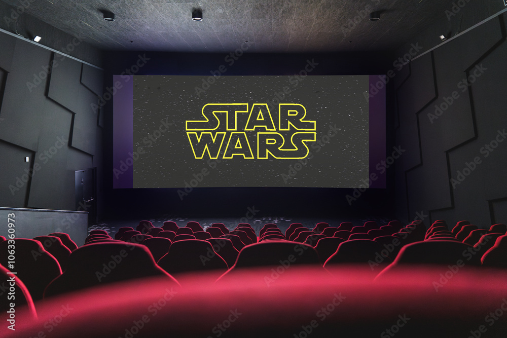 Naklejka premium Star Wars movie on the screen in the cinema