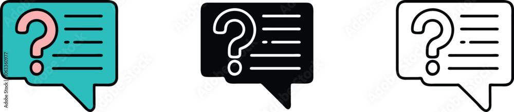 Question Mark Icon In Speech Bubble Variations