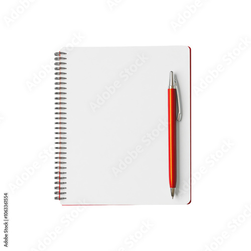 Blank Spiral Notebook with Red Pen